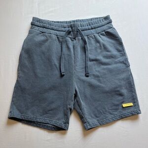 TALENTLESS denim blue knit terry elastic waist logo hardware shorts